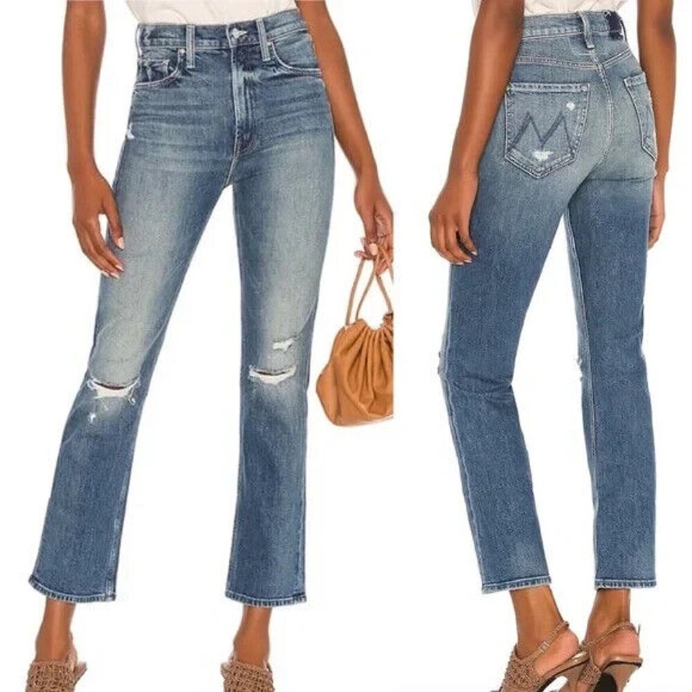 Mother NWT Women's Distressed Superior High Waisted Rider Ankle Jeans Blue 33